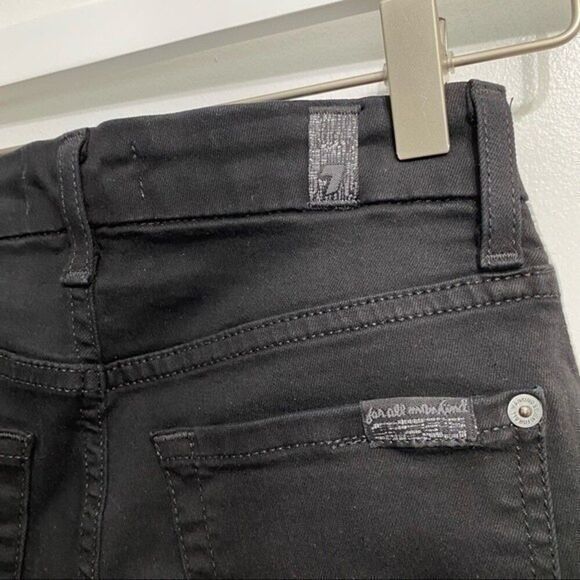 7 For All Mankind size 23 b(air) The Ankle Skinny black jeans white stripe 505B3 - Picture 11 of 15